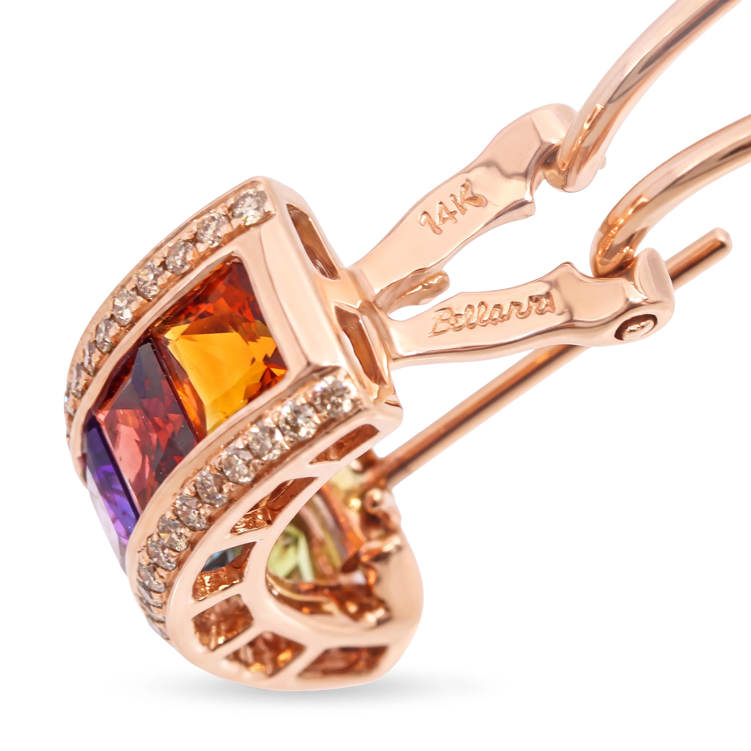 Bellarri 14k Rose Gold 4.10tcw Multi Stone and Diamond Earrings