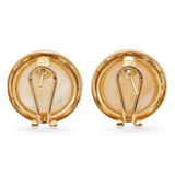 Vintage 14K Yellow Gold Mabe Pearl Omega Back Earrings