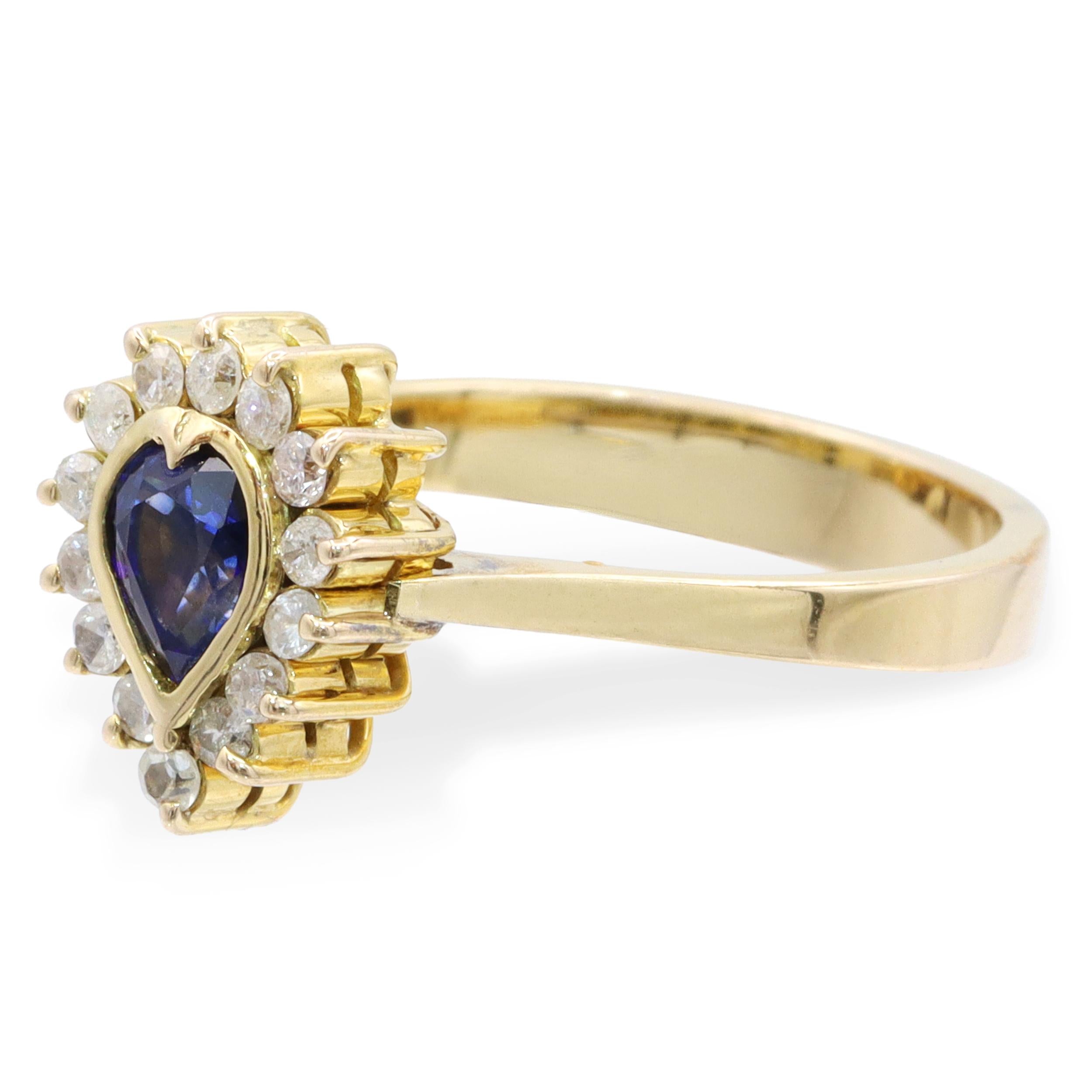 Vintage 12k Yellow Gold Sapphire and Diamond Ring