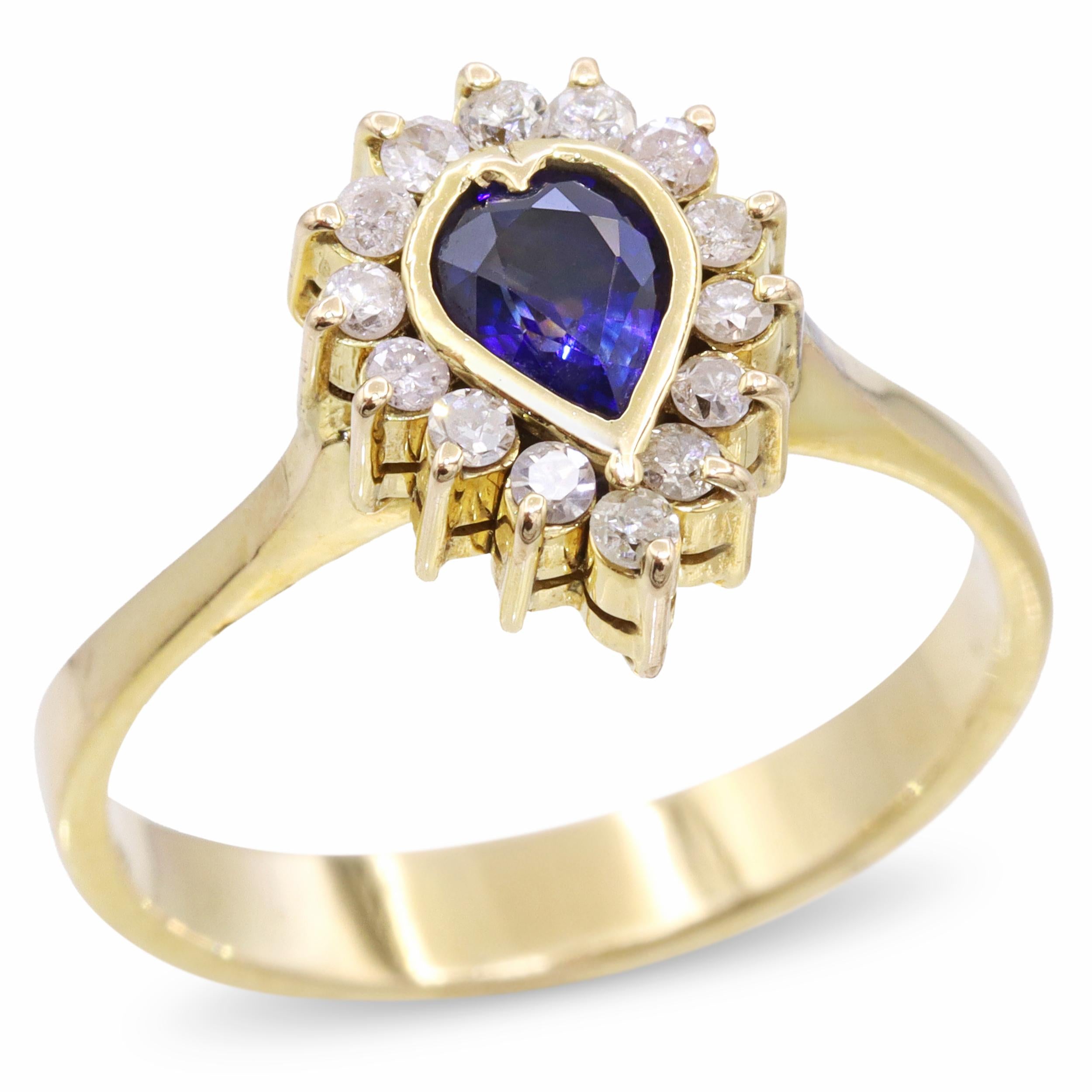 Vintage 12k Yellow Gold Sapphire and Diamond Ring