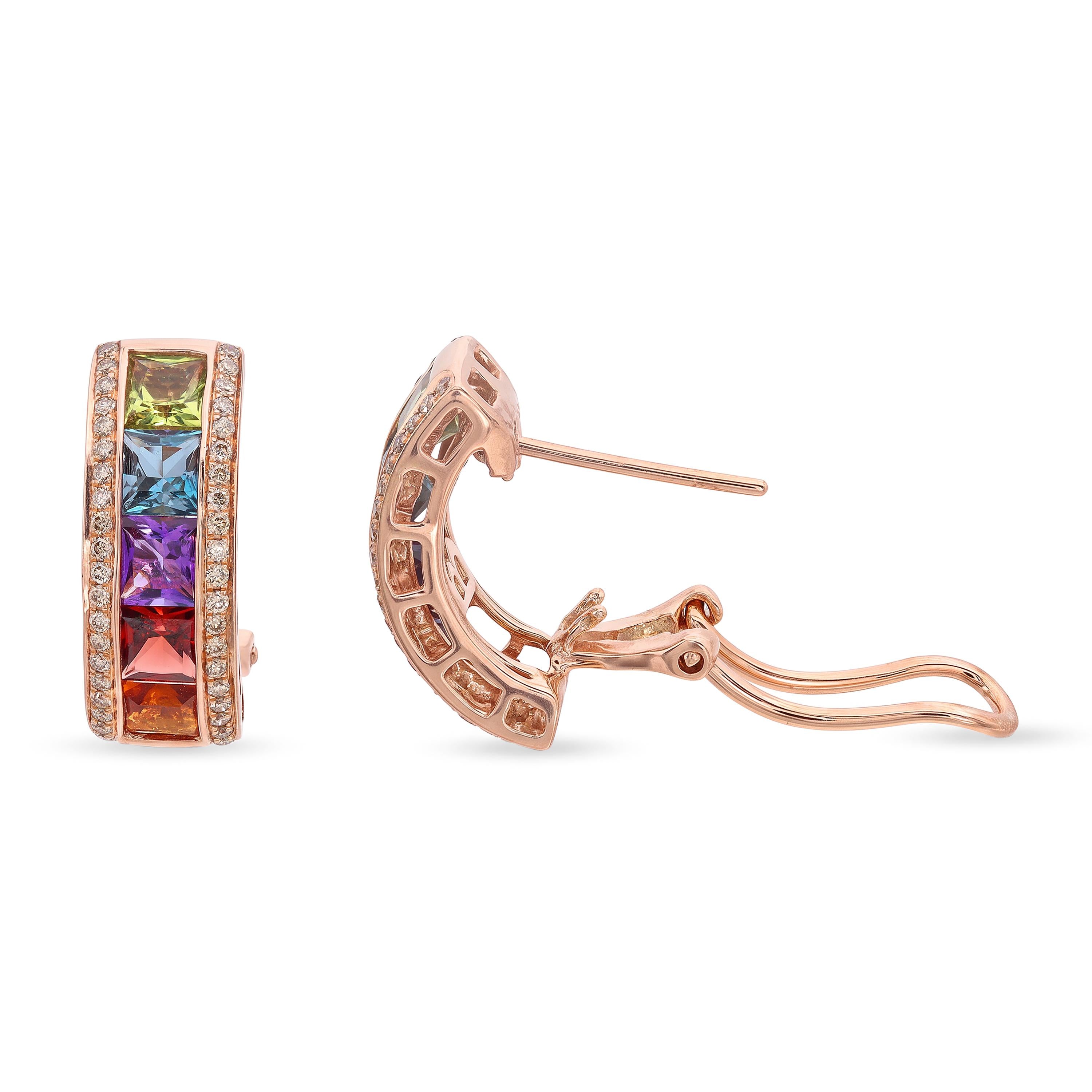 Bellarri 14k Rose Gold 4.10tcw Multi Stone and Diamond Earrings