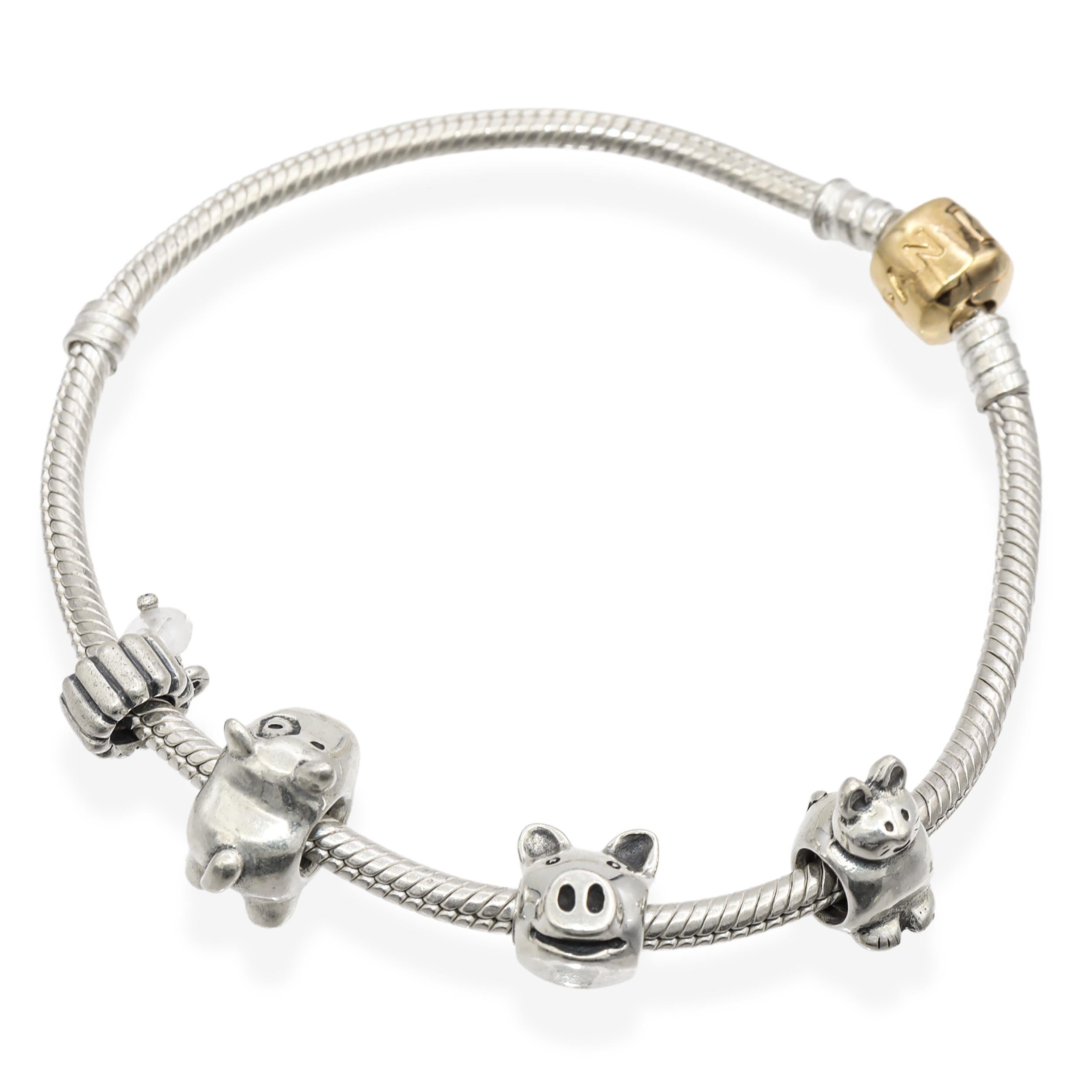 Pandora Sterling Silver and 14k Yellow Gold Slider Charm Bracelet