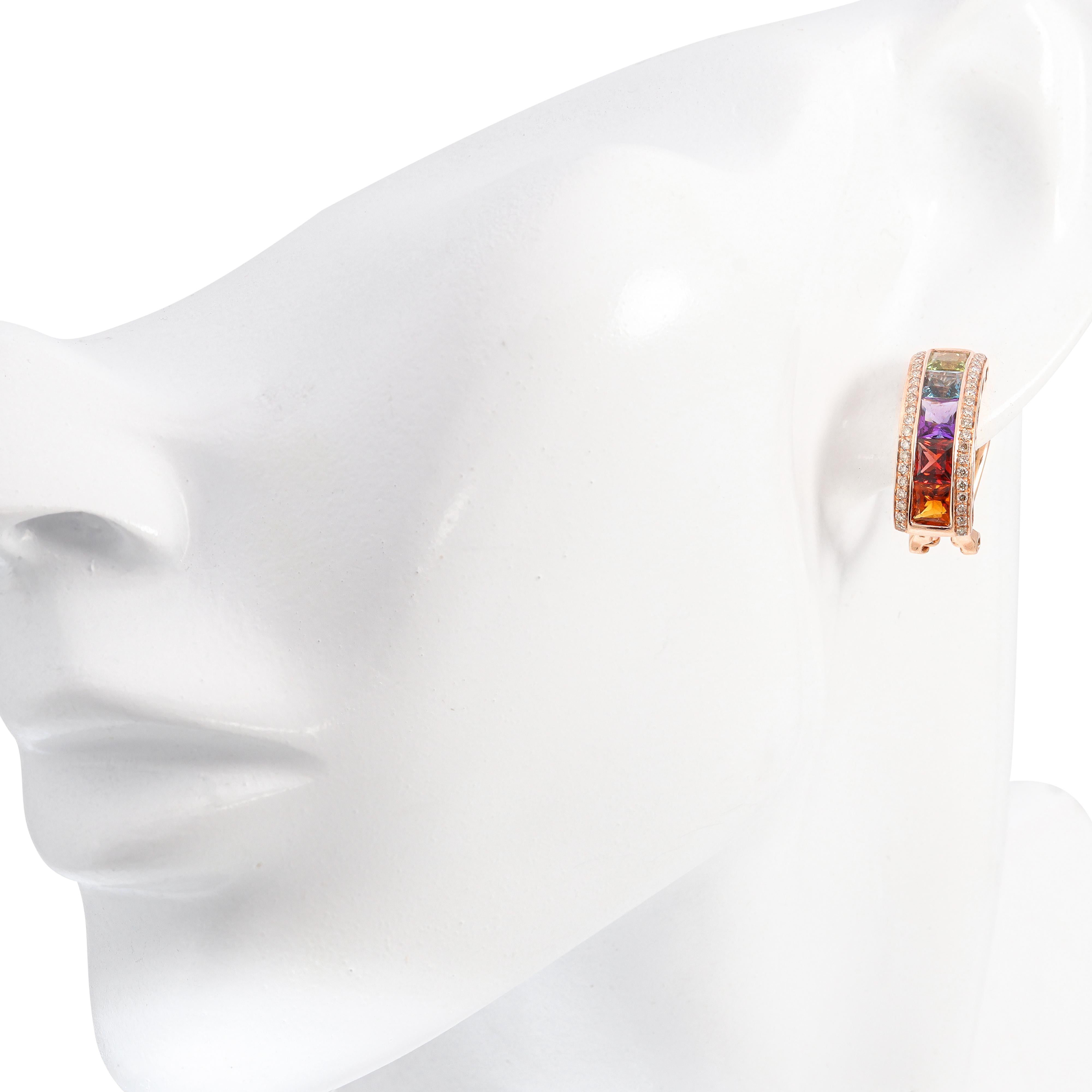 Bellarri 14k Rose Gold 4.10tcw Multi Stone and Diamond Earrings