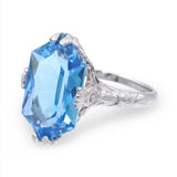 Vintage 18k White Gold 5.35tcw Blue Topaz Ring