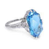 Vintage 18k White Gold 5.35tcw Blue Topaz Ring