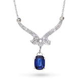 Vintage White Gold 1.11ct Sapphire and Diamond Wing Necklace