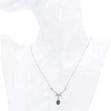 Vintage White Gold 1.11ct Sapphire and Diamond Wing Necklace