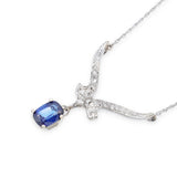 Vintage White Gold 1.11ct Sapphire and Diamond Wing Necklace