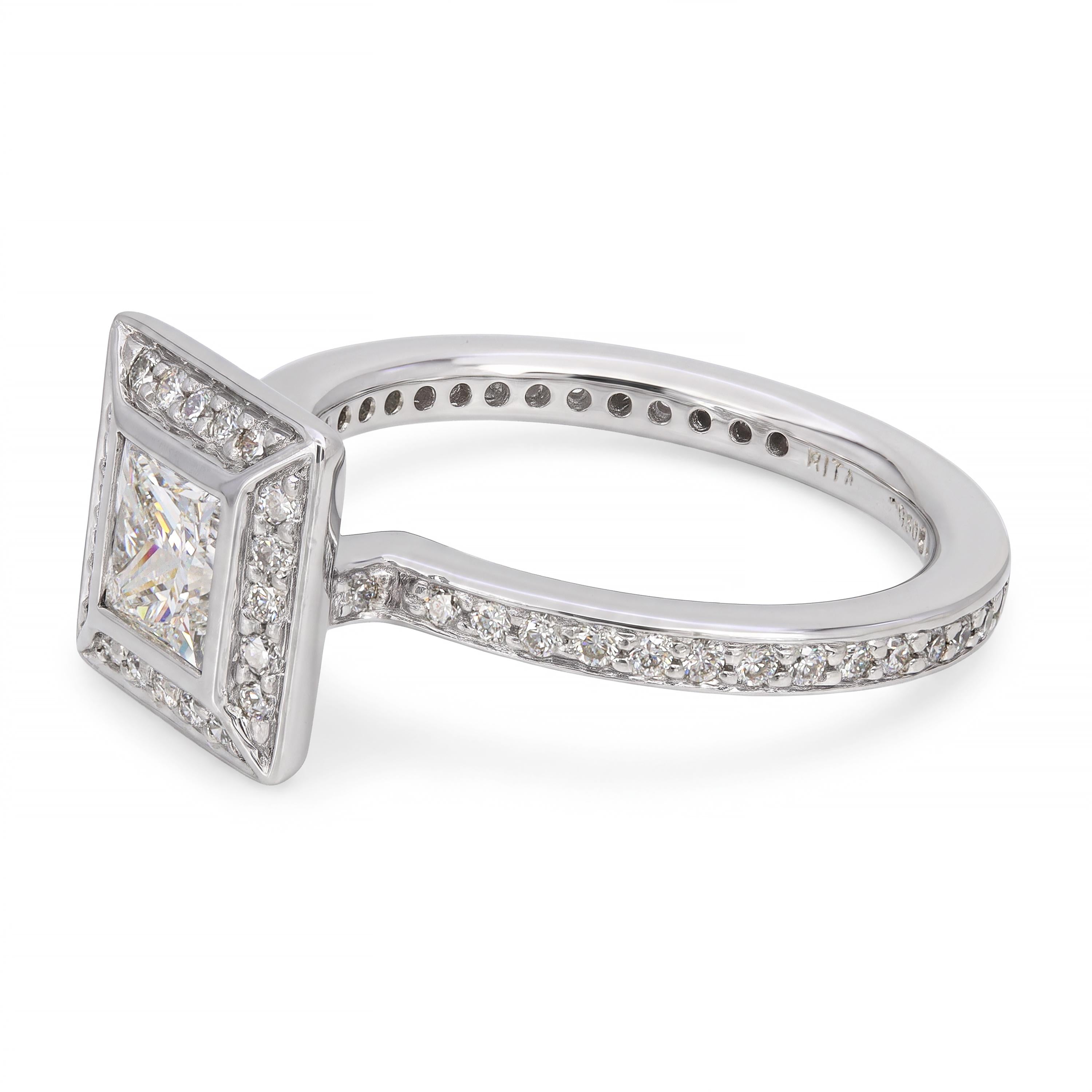 Platinum 0.80tcw Princess Cut Diamond Ring