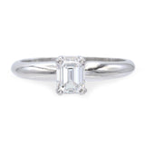 Vintage Platinum 0.59ct Emerald Cut Diamond Solitaire Ring