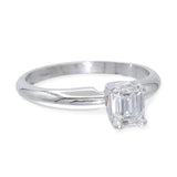 Vintage Platinum 0.59ct Emerald Cut Diamond Solitaire Ring