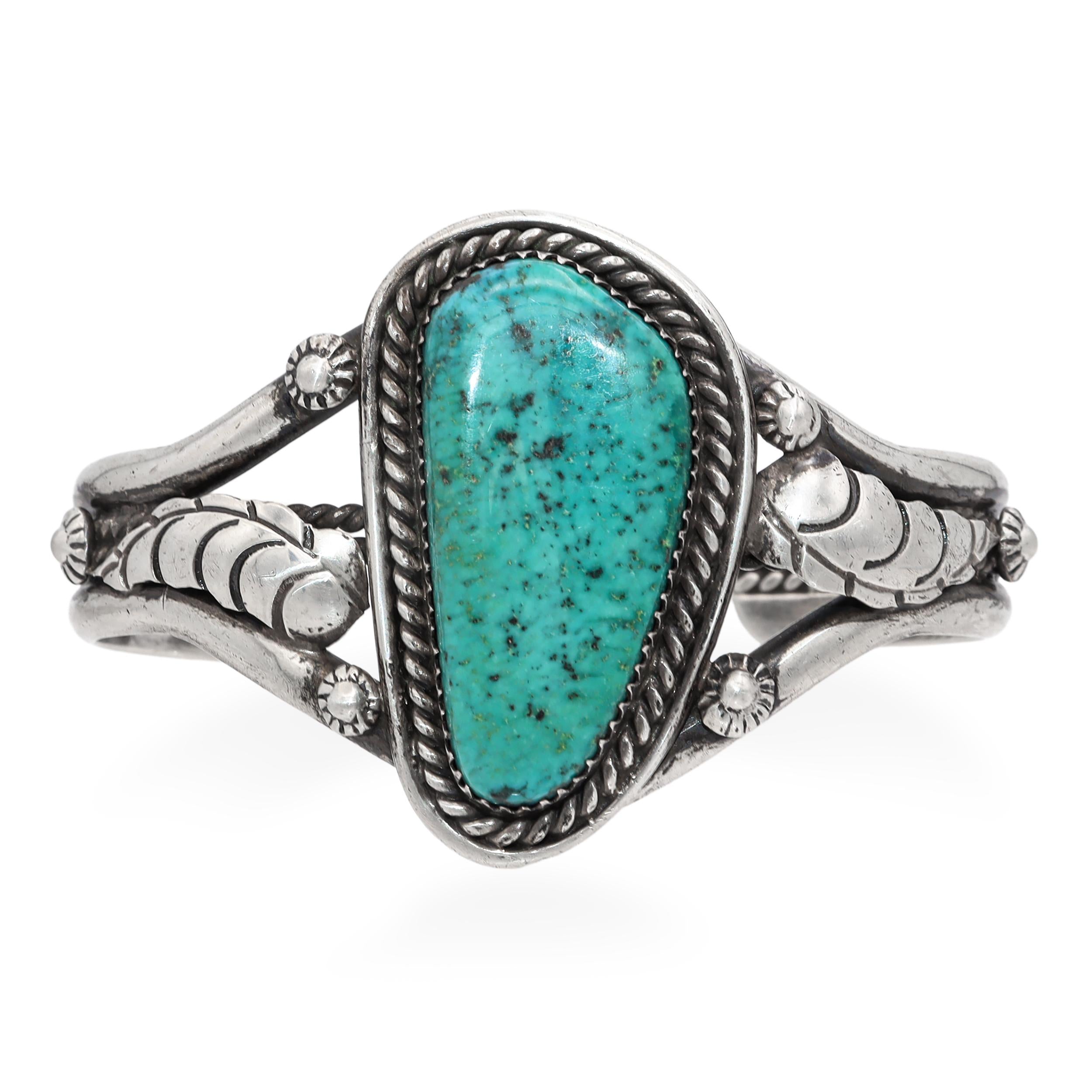 Vintage Teddy Silversmith Navajo Turquoise Cuff Bracelet