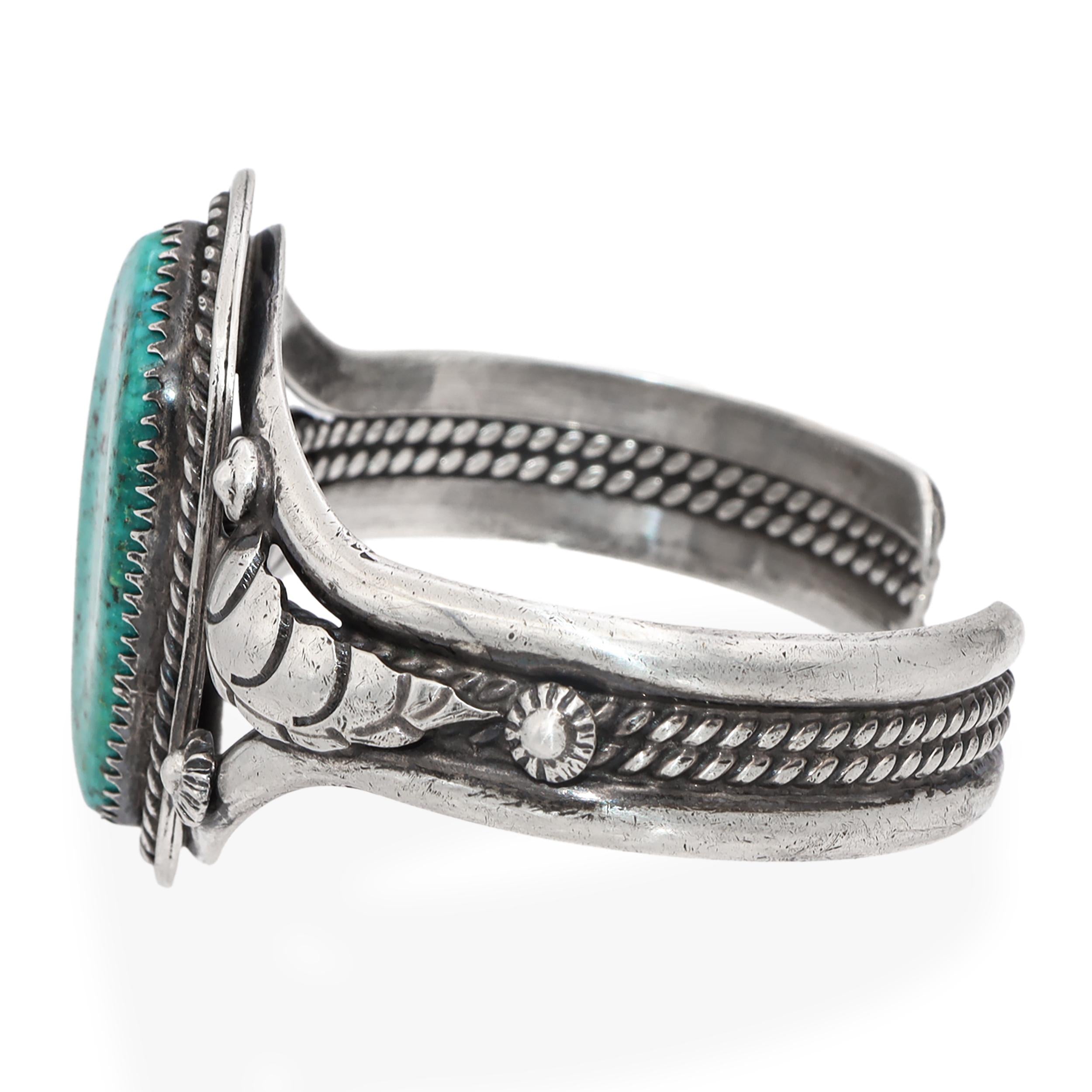 Vintage Teddy Silversmith Navajo Turquoise Cuff Bracelet