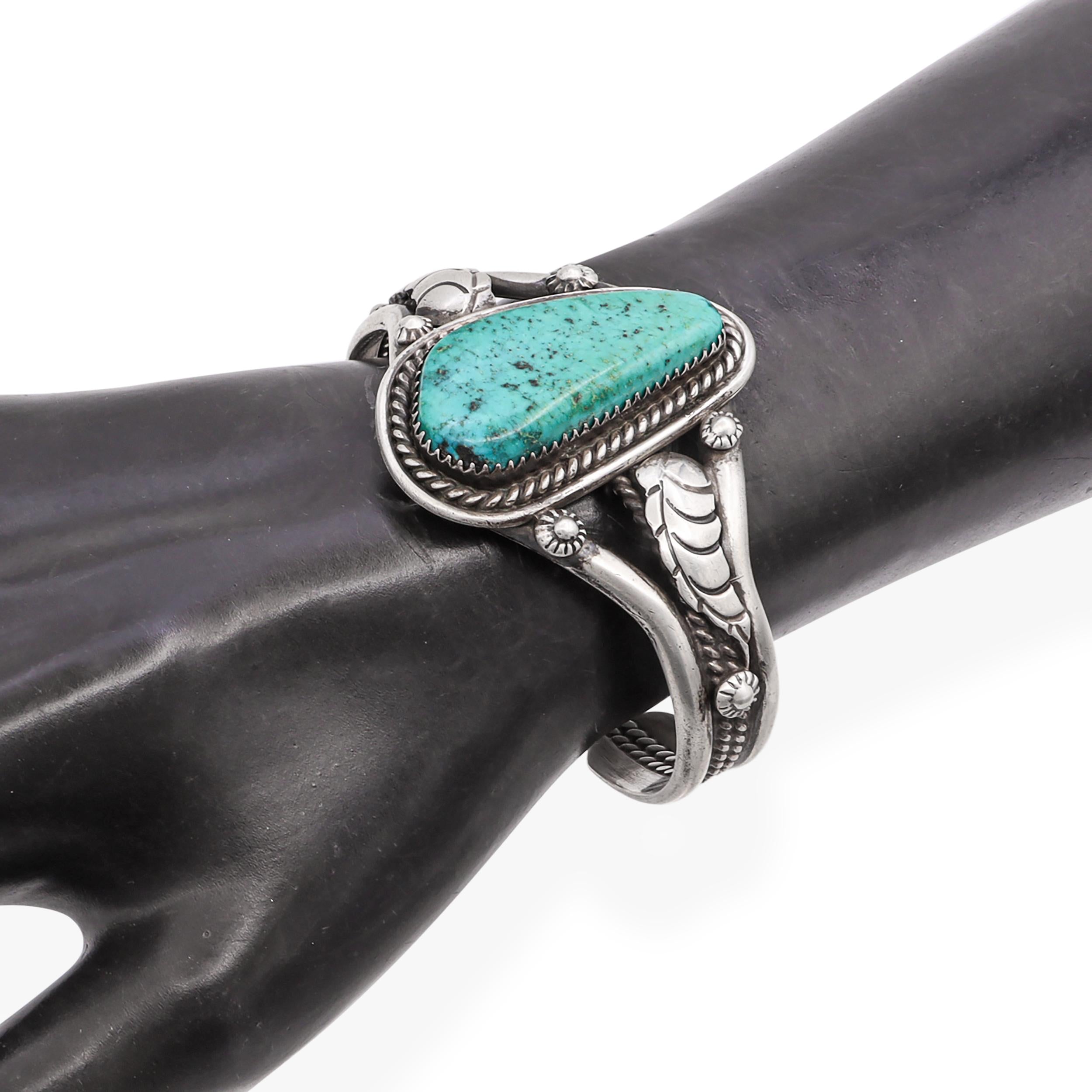 Vintage Teddy Silversmith Navajo Turquoise Cuff Bracelet