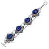 Vintage Sterling Silver Lapis lazuli and Enamel Station Bracelet