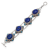 Vintage Sterling Silver Lapis lazuli and Enamel Station Bracelet