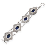 Vintage Sterling Silver Lapis lazuli and Enamel Station Bracelet