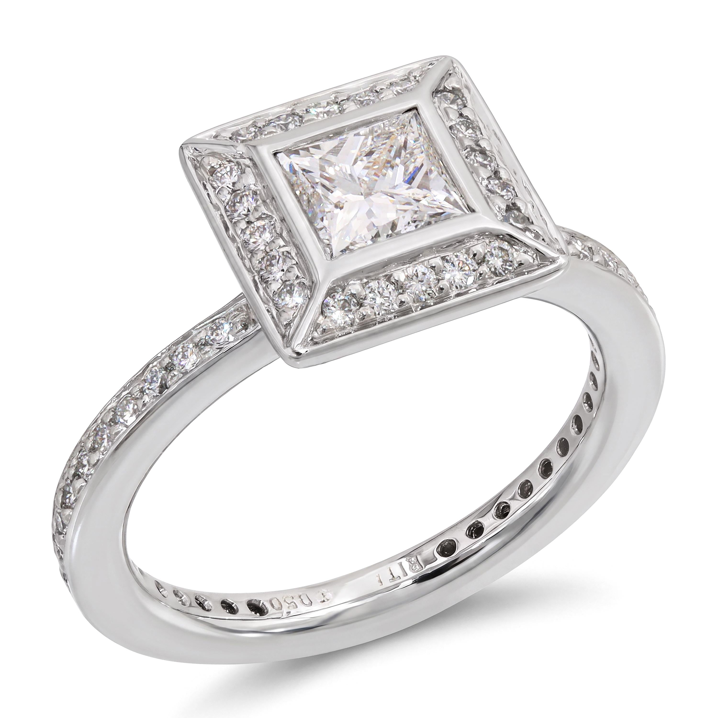 Platinum 0.80tcw Princess Cut Diamond Ring