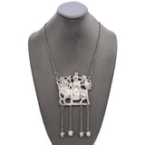 Vintage Sterling Silver Chinese Qilin and Hanging Bell Necklace