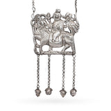 Vintage Sterling Silver Chinese Qilin and Hanging Bell Necklace