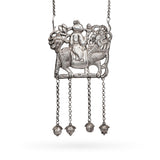 Vintage Sterling Silver Chinese Qilin and Hanging Bell Necklace