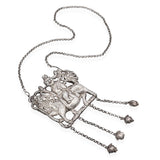 Vintage Sterling Silver Chinese Qilin and Hanging Bell Necklace