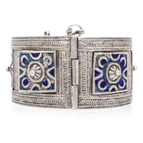 Vintage North African Silver and Blue Enamel Cuff Bracelet