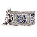 Vintage North African Silver and Blue Enamel Cuff Bracelet