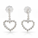 18k White Gold 1.05tcw Diamond Heart Dangle Earrings