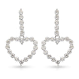 18k White Gold 1.05tcw Diamond Heart Dangle Earrings