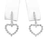 18k White Gold 1.05tcw Diamond Heart Dangle Earrings