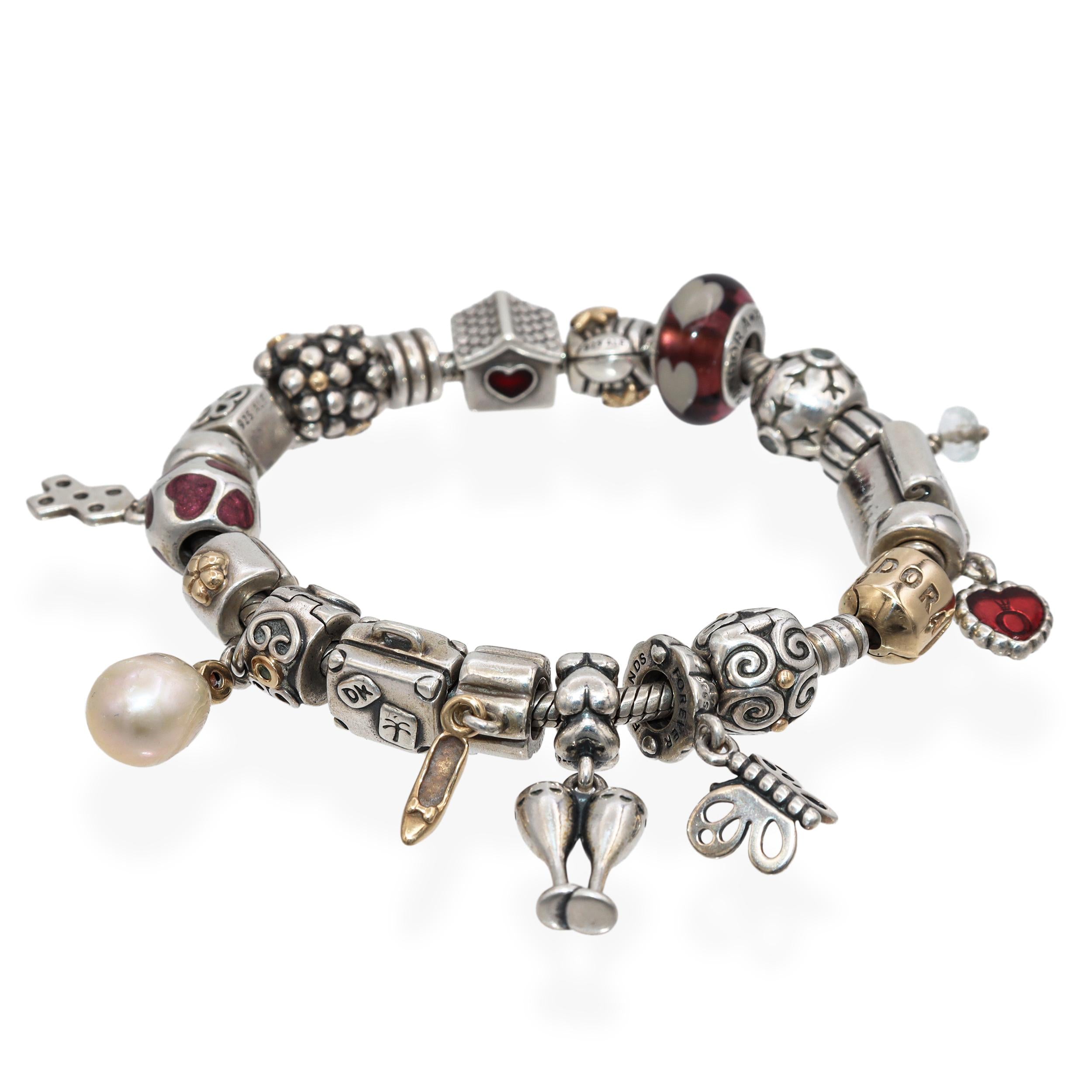 Pandora Sterling Silver and 14k Yellow Gold Slider Charm Bracelet