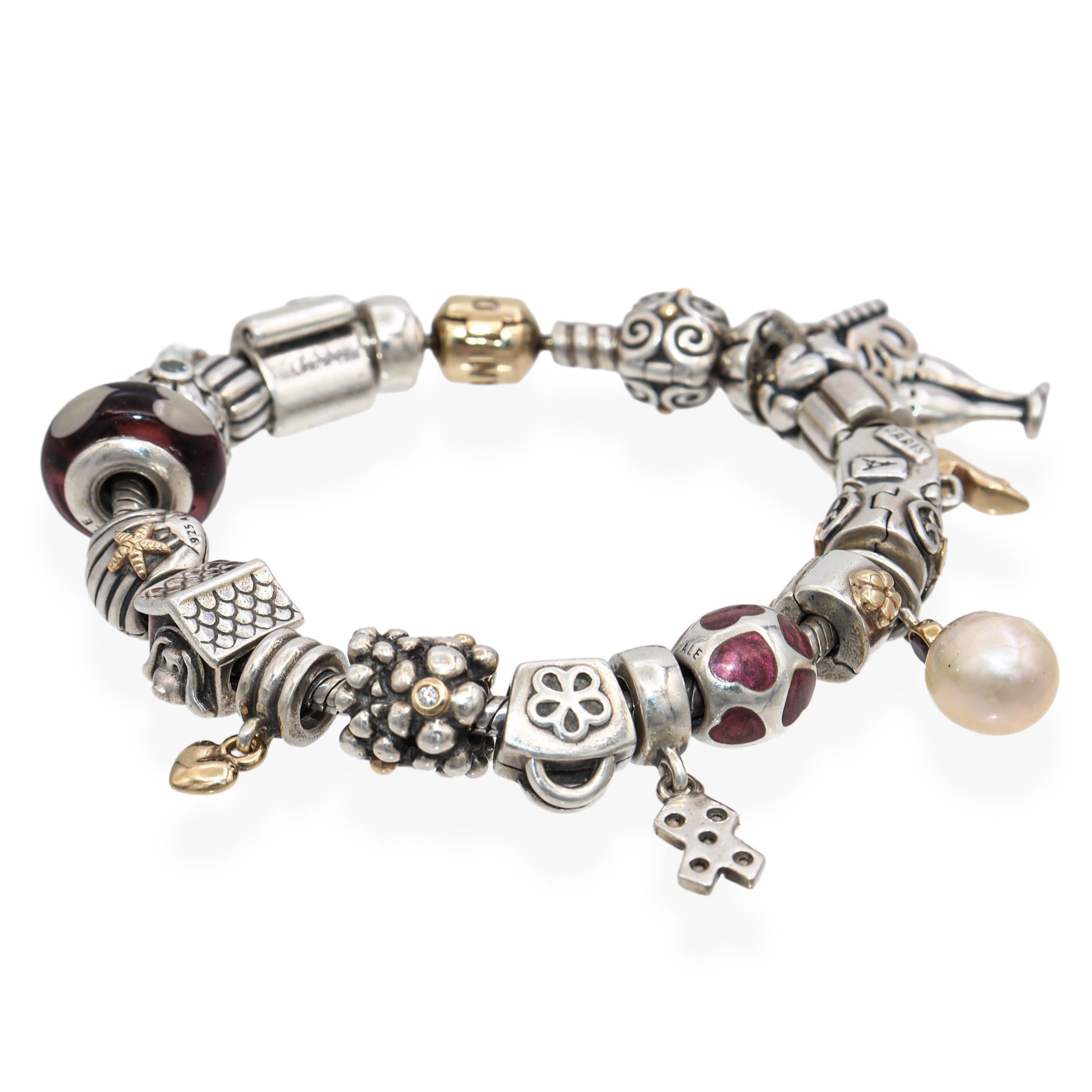 Pandora Sterling Silver and 14k Yellow Gold Slider Charm Bracelet