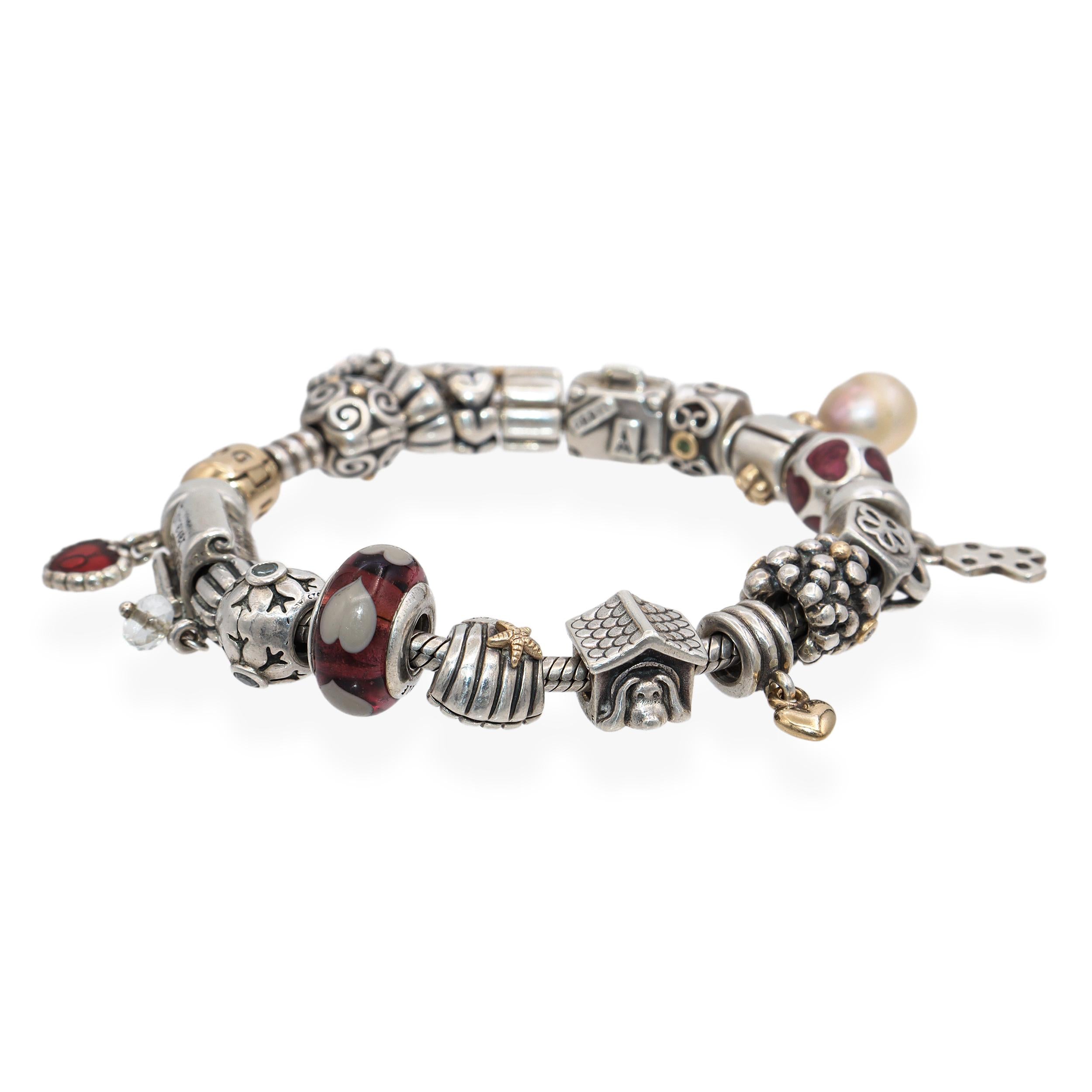 Pandora Sterling Silver and 14k Yellow Gold Slider Charm Bracelet