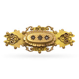 Antique Edwardian English 9kt Yellow Gold and Rose Cut Diamond Brooch