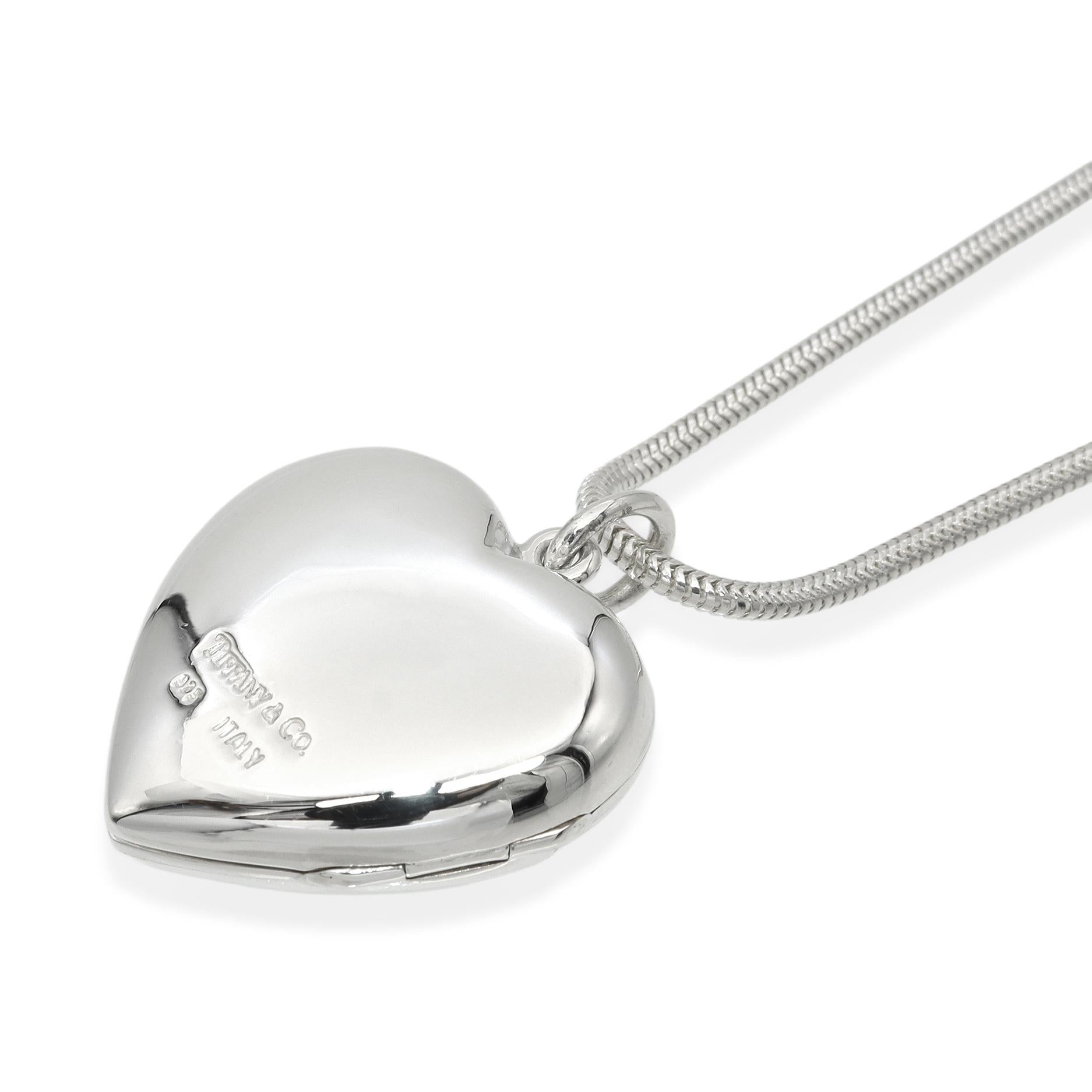 Tiffany & Co. Sterling Silver Heart Locket Pendant Necklace