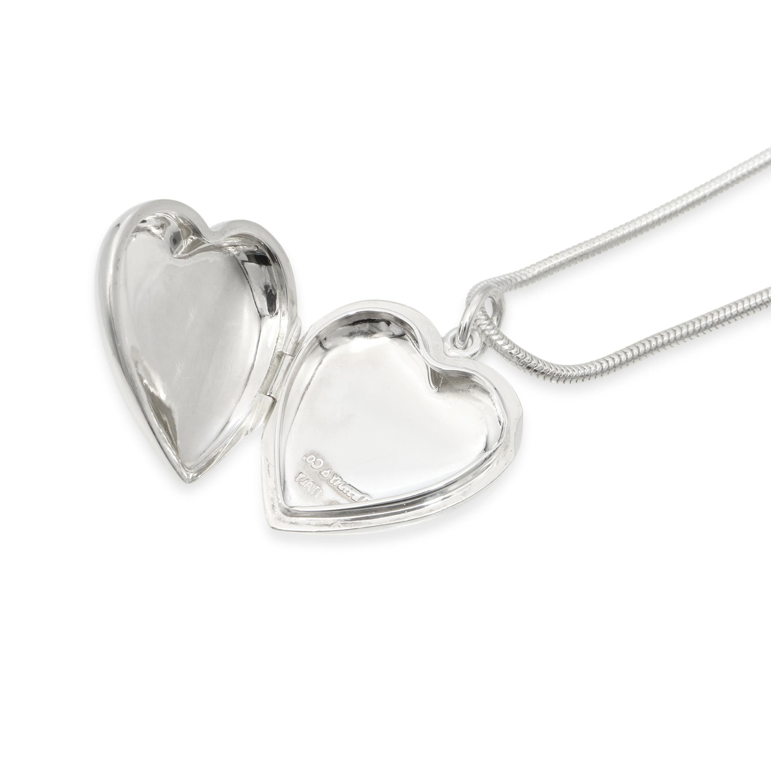 Tiffany & Co. Sterling Silver Heart Locket Pendant Necklace
