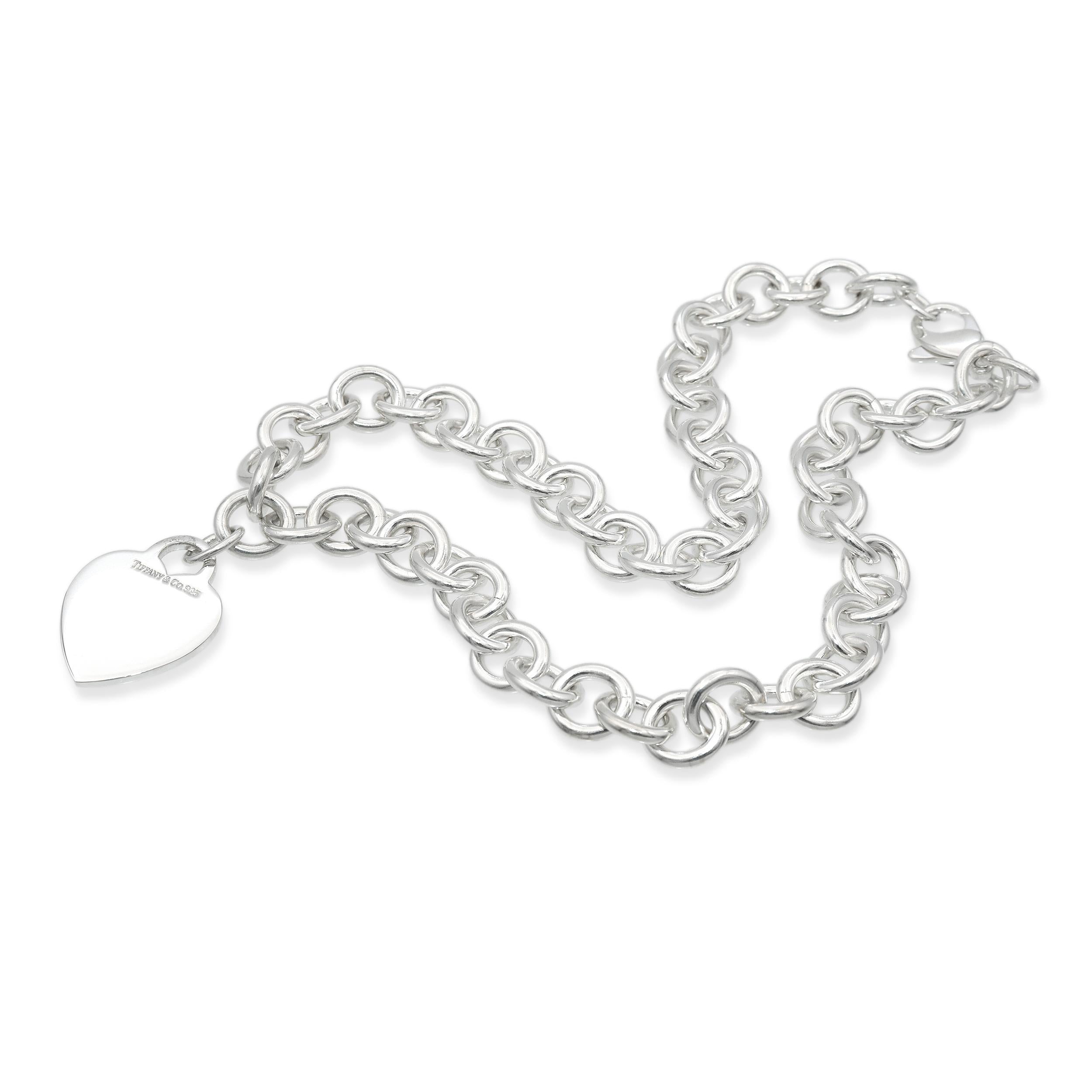 Tiffany & Co. Sterling Silver Heart Tag Chain Link Necklace