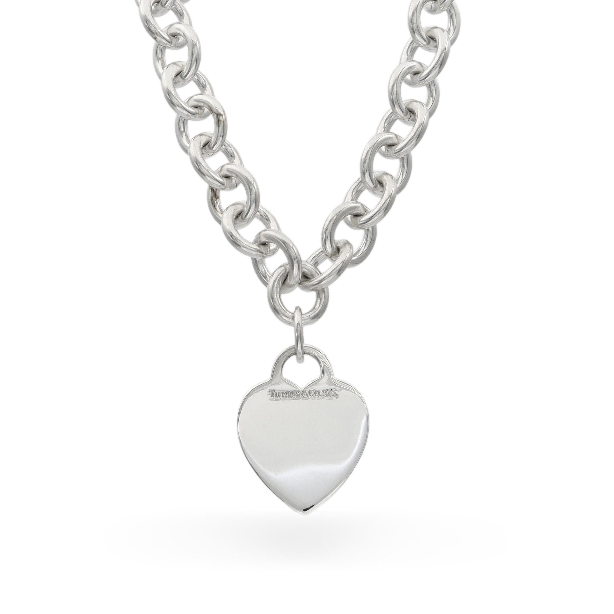 Tiffany & Co. Sterling Silver Heart Tag Chain Link Necklace