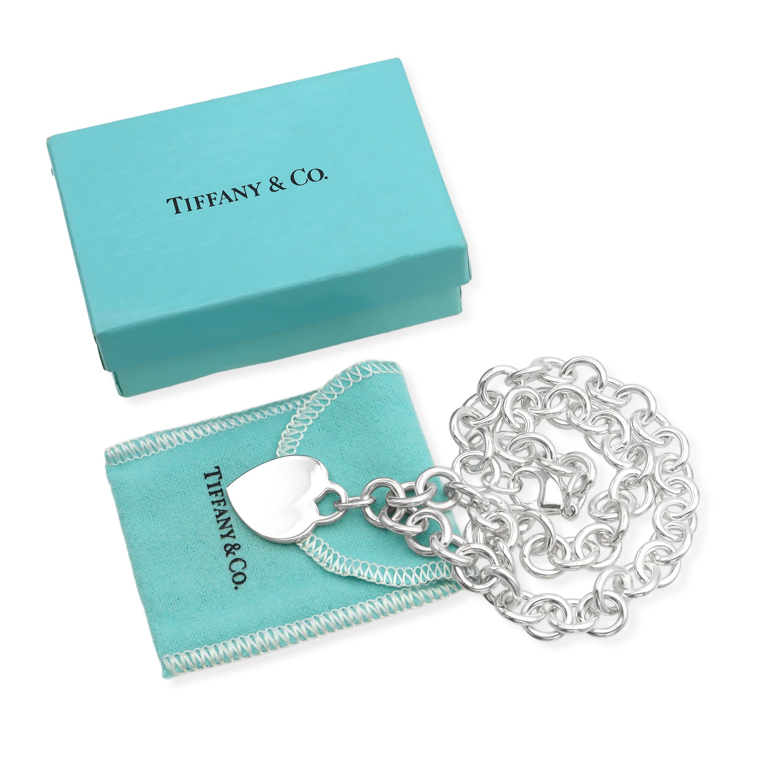 Tiffany & Co. Sterling Silver Heart Tag Chain Link Necklace