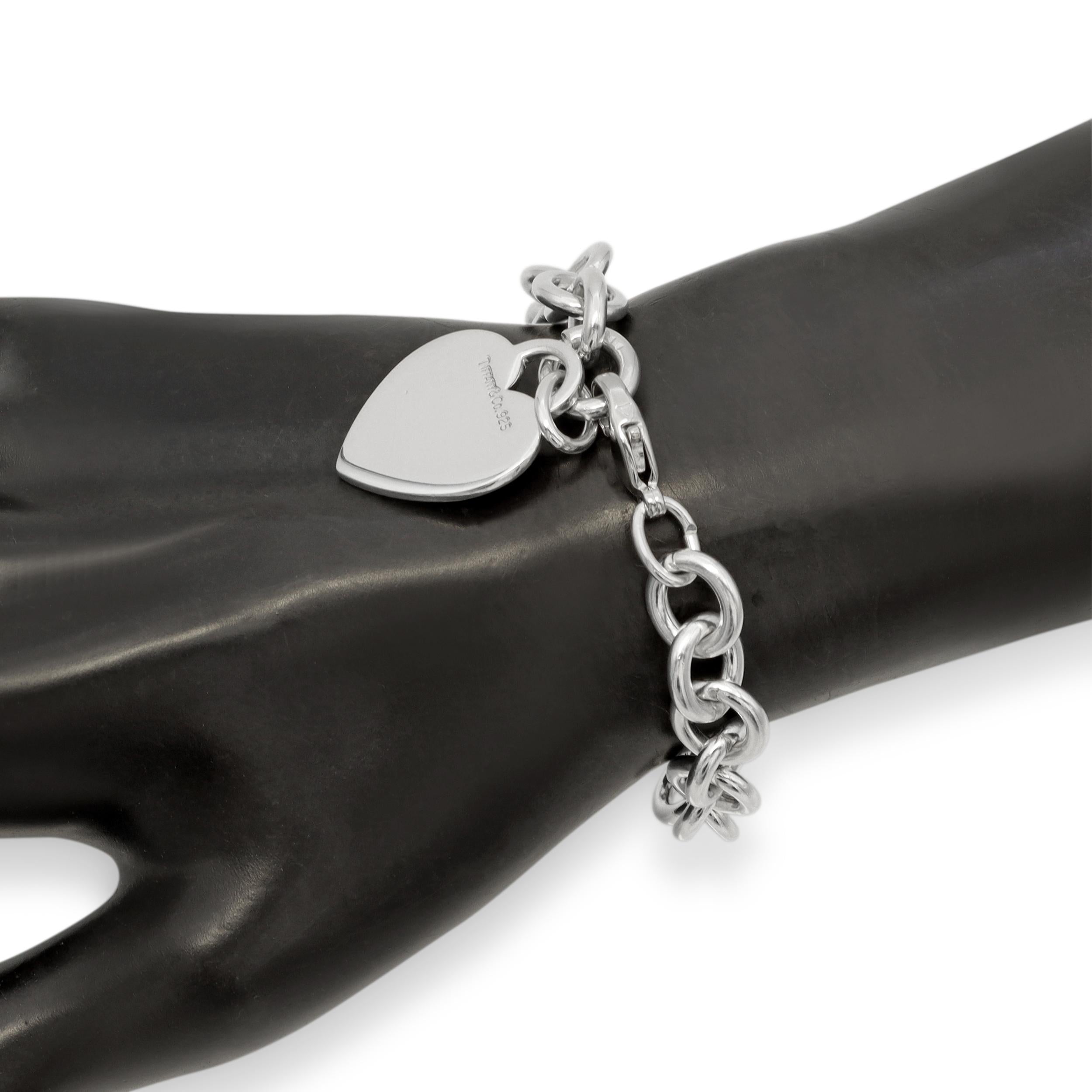 Tiffany & Co. Sterling Silver Heart Tag Charm Link Bracelet