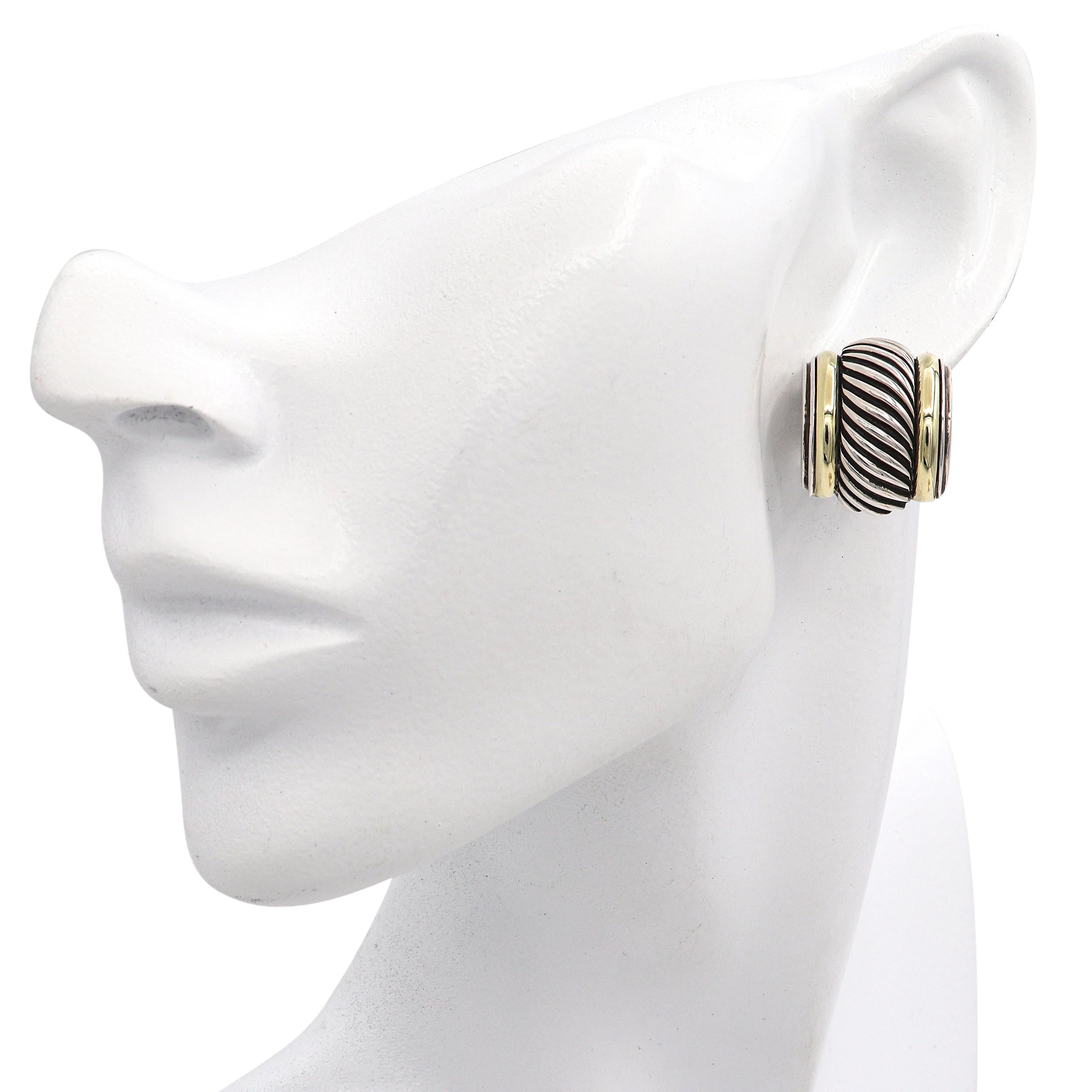 David Yurman 14K Gold & Sterling Silver Cable Omega Back Earrings