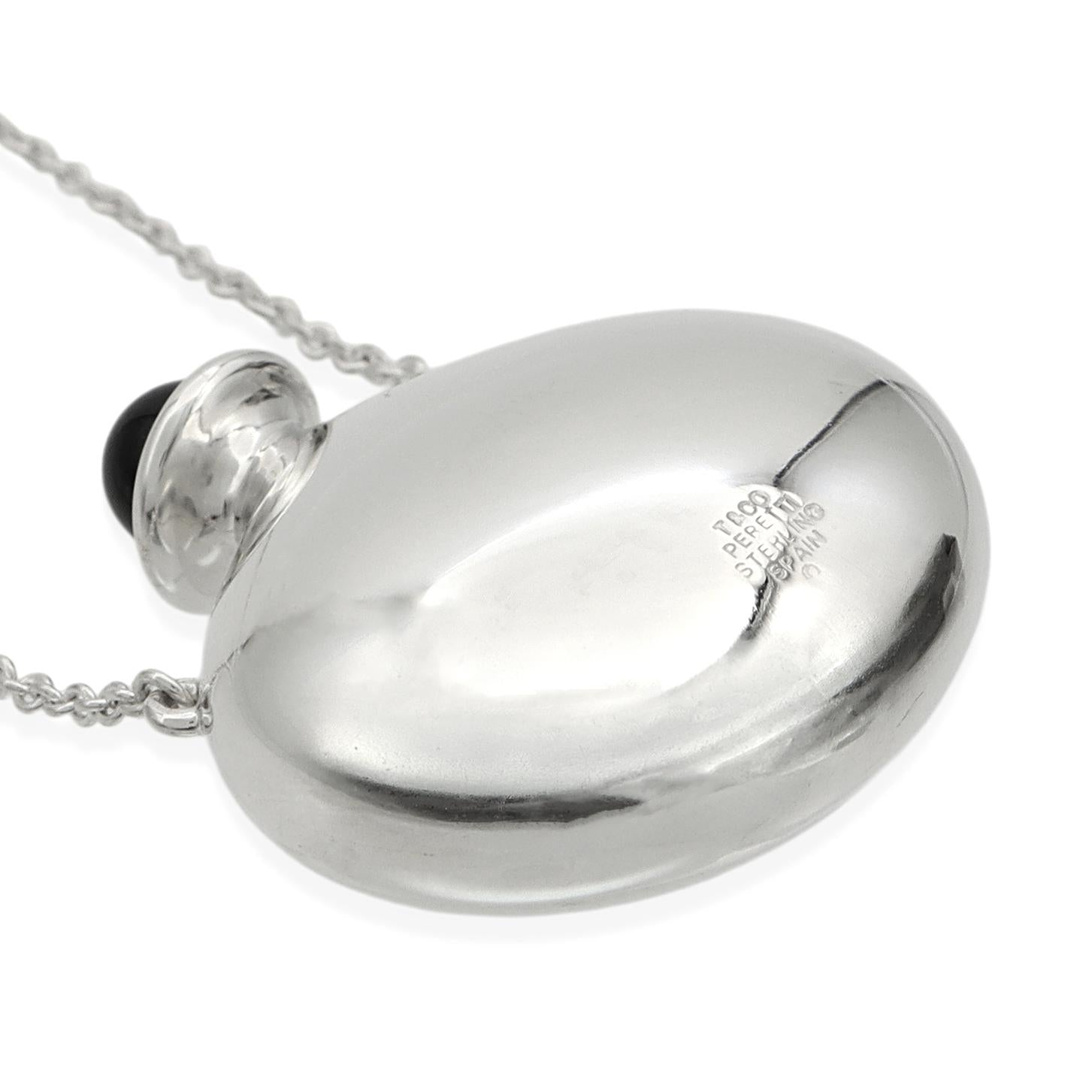 Tiffany & Co. Elsa Peretti Sterling Silver Black Onyx Bottle Necklace