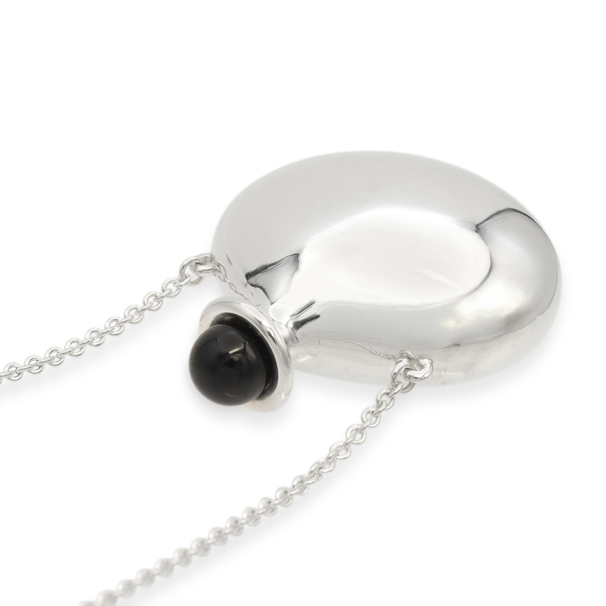 Tiffany & Co. Elsa Peretti Sterling Silver Black Onyx Bottle Necklace