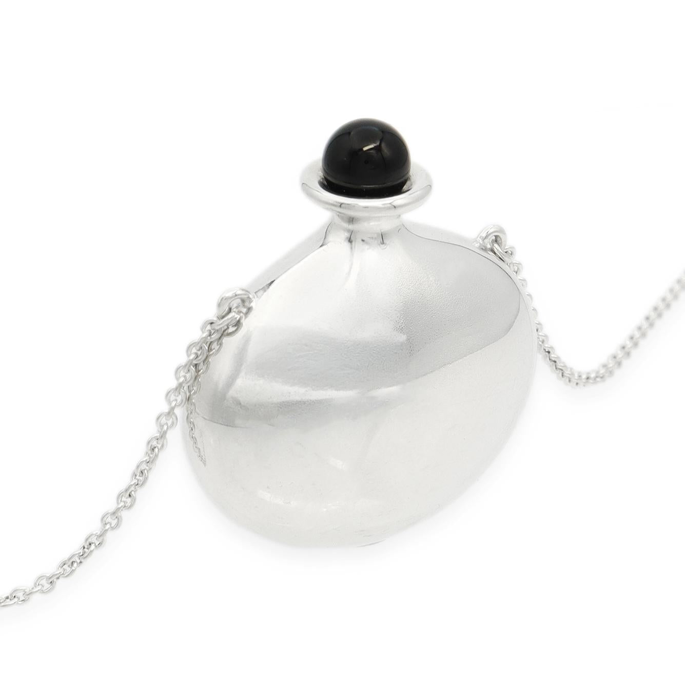 Tiffany & Co. Elsa Peretti Sterling Silver Black Onyx Bottle Necklace
