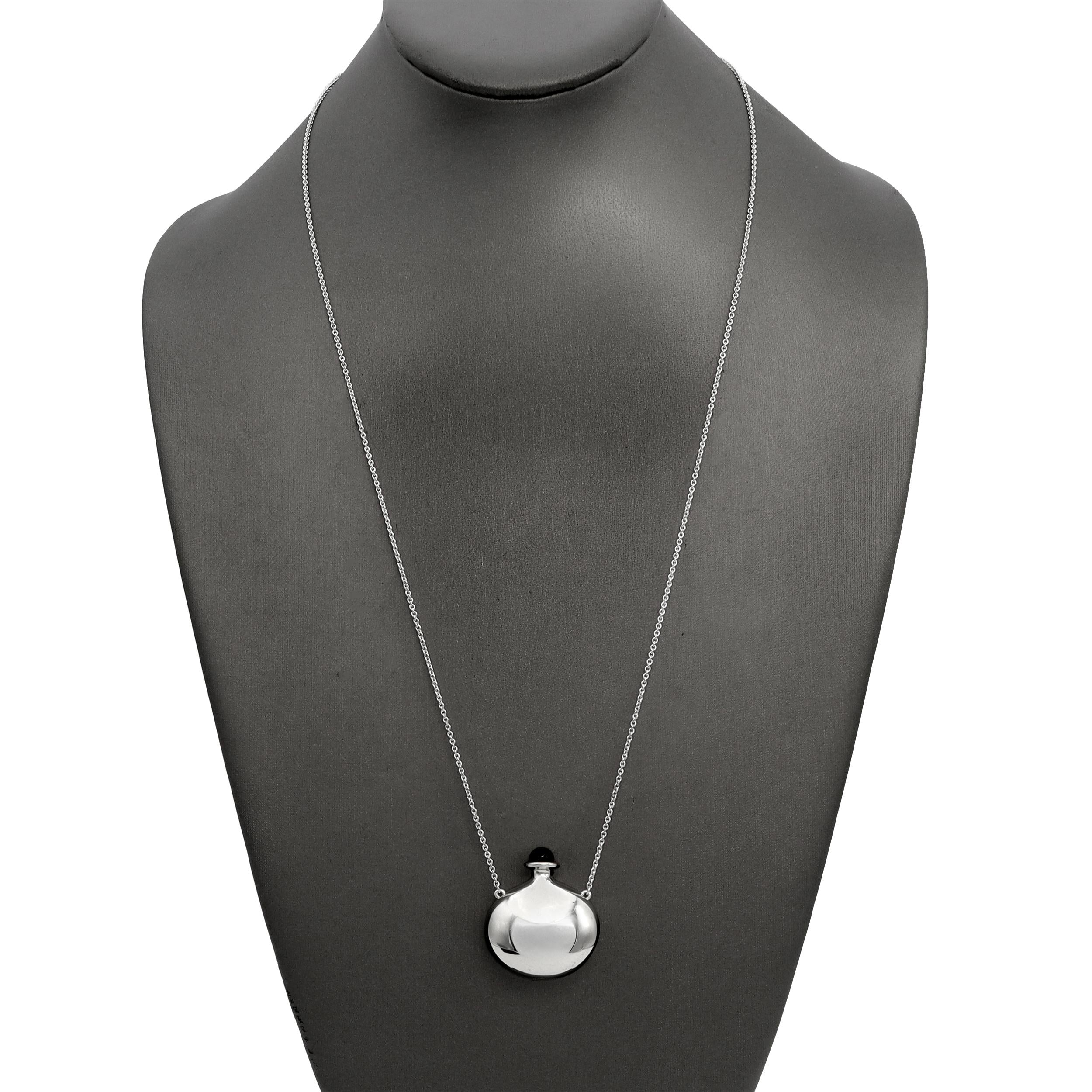 Tiffany & Co. Elsa Peretti Sterling Silver Black Onyx Bottle Necklace