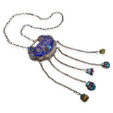 Vintage Chinese Silver and Enamel Bell Necklace