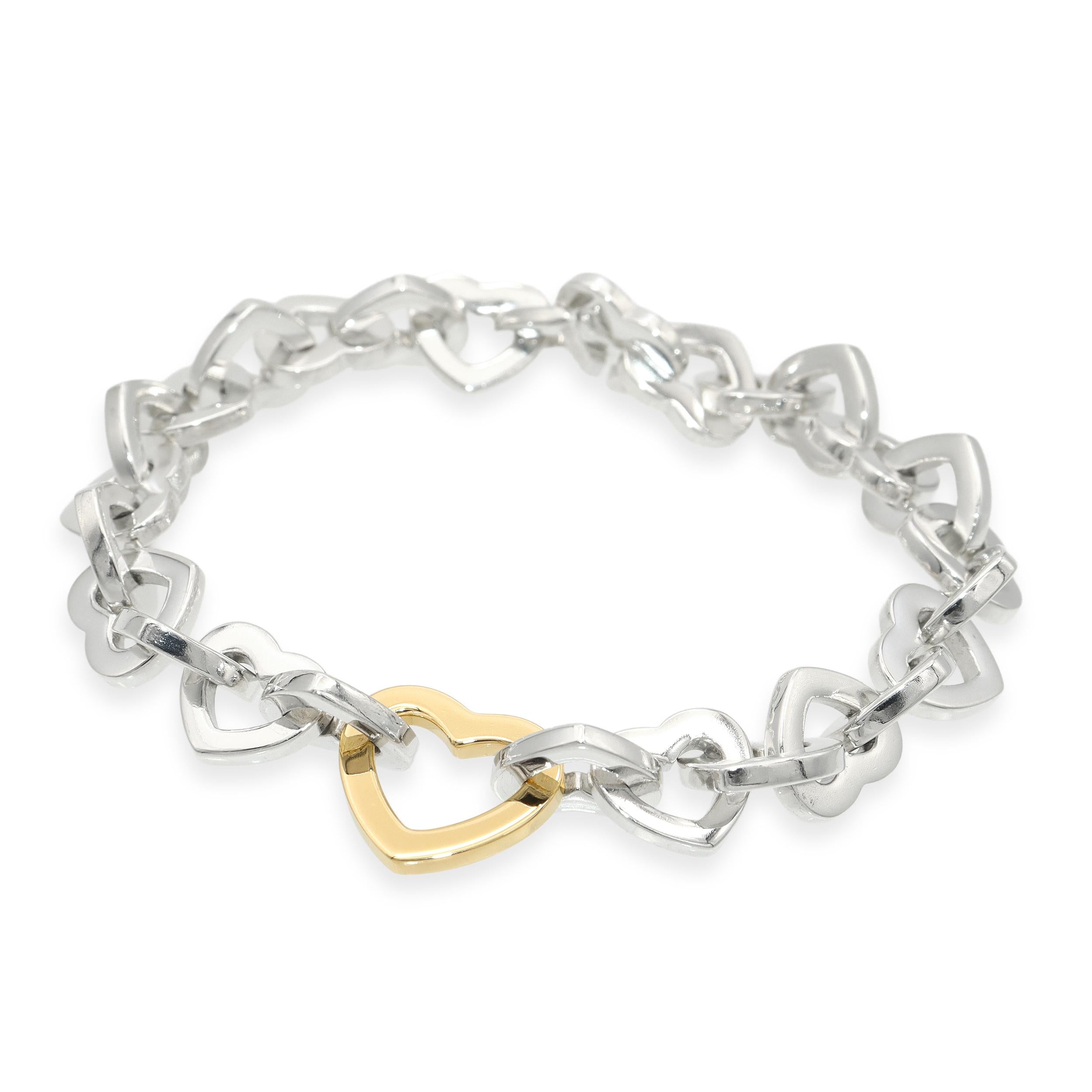 Tiffany & Co. Sterling Silver 18k Yellow Gold Heart Link Bracelet