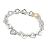 Tiffany & Co. Sterling Silver 18k Yellow Gold Heart Link Bracelet