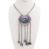 Vintage Chinese Silver and Enamel Bell Necklace